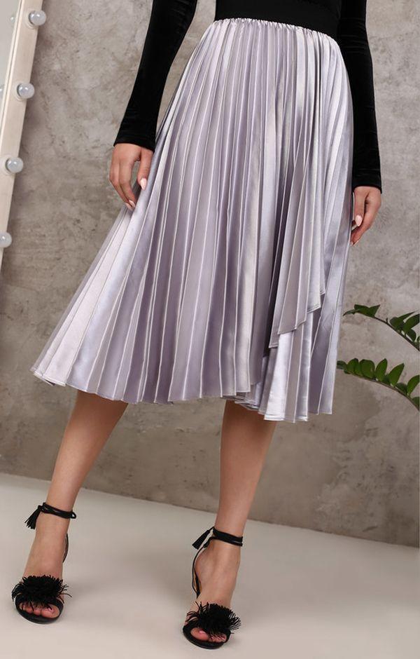 Металлизированная юбка-плиссе